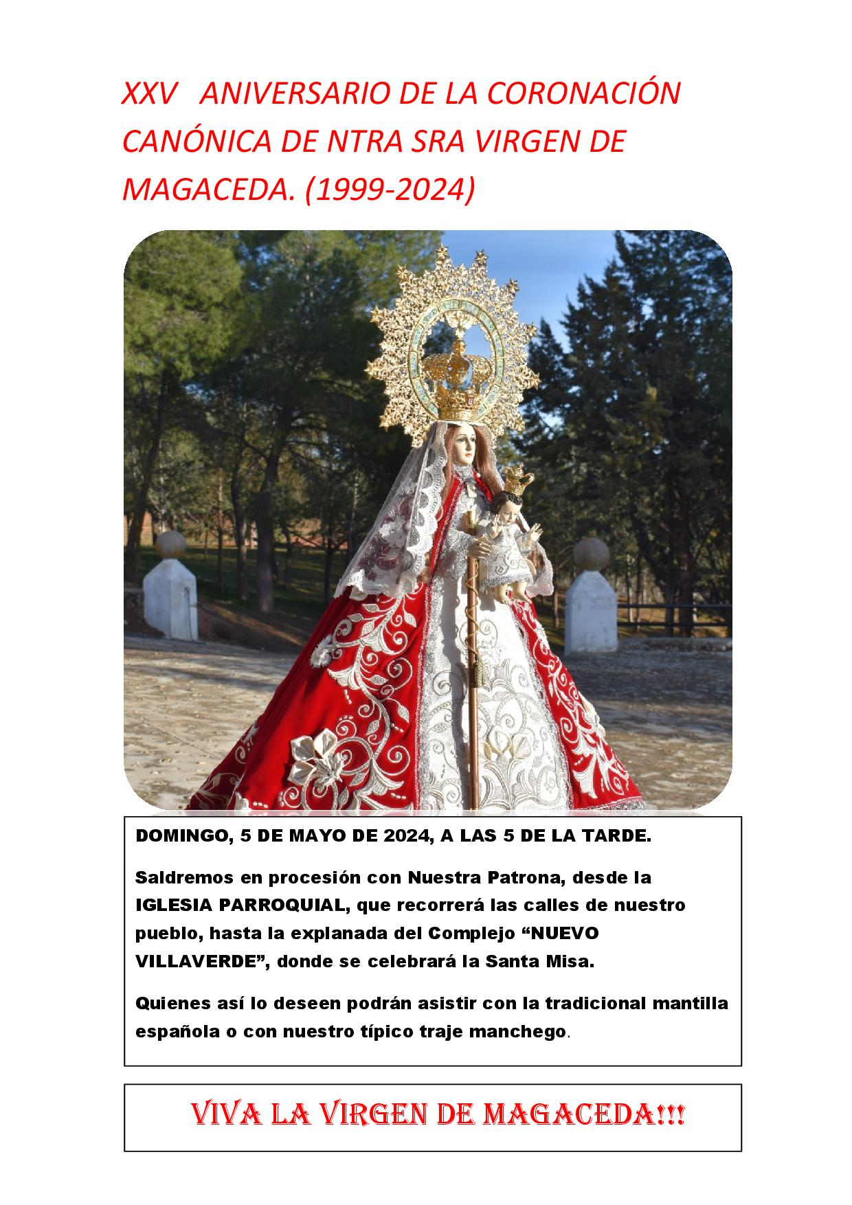 Lee más sobre el artículo XXV Aniversario de la Coronación Canónica de Ntra. Sra. Virgen de Magaceda