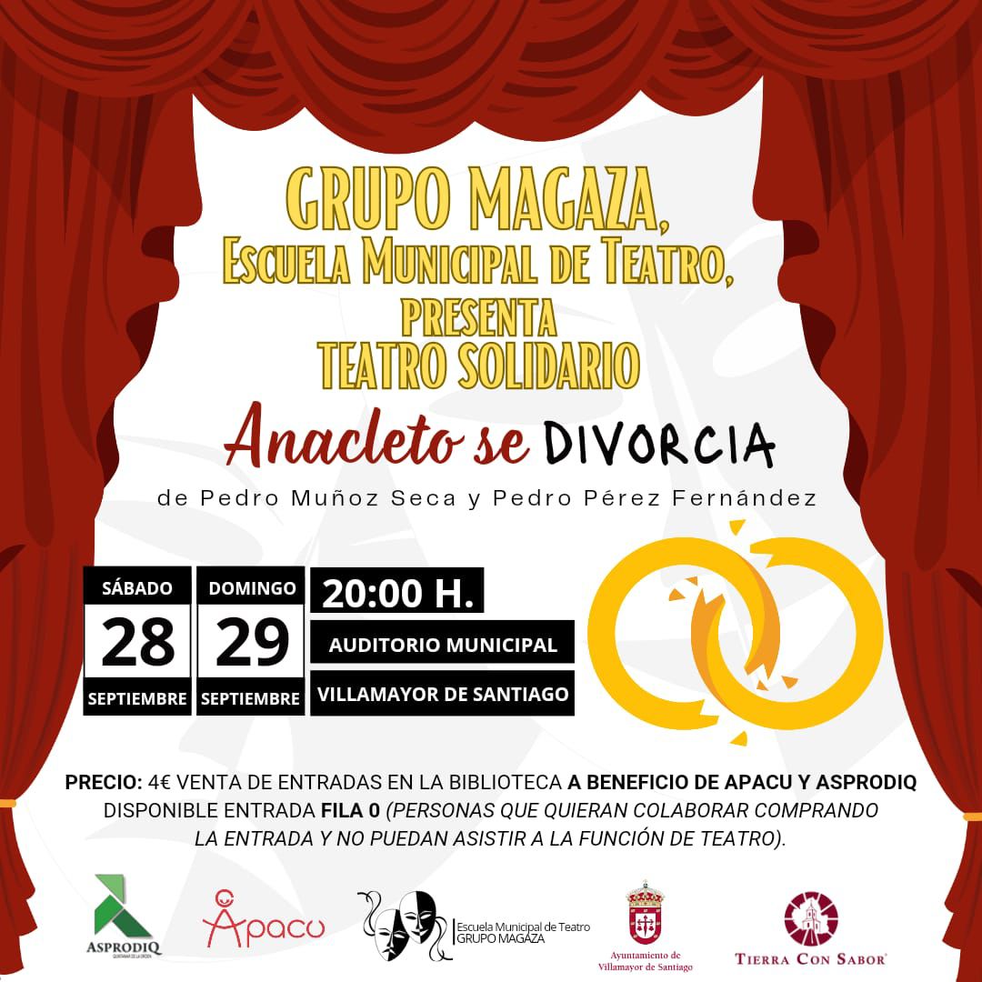 En este momento estás viendo Grupo MAGAZA: Teatro Solidario «Anacleto se DIVORCIA»